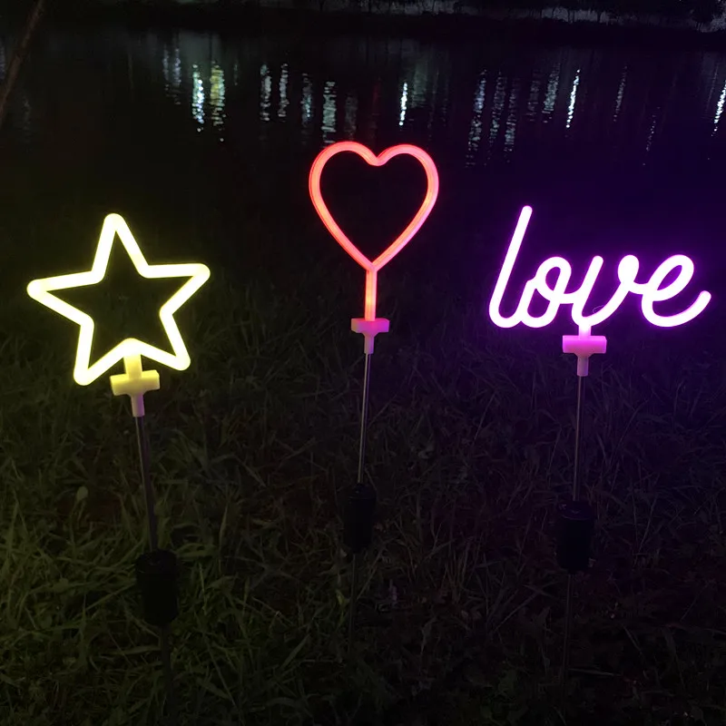 New Halloween Christmas Battery Powered Waterproof Heart Flamingo Shape Led Neon Sign Nigh Light for Outdoor Garden Pathway