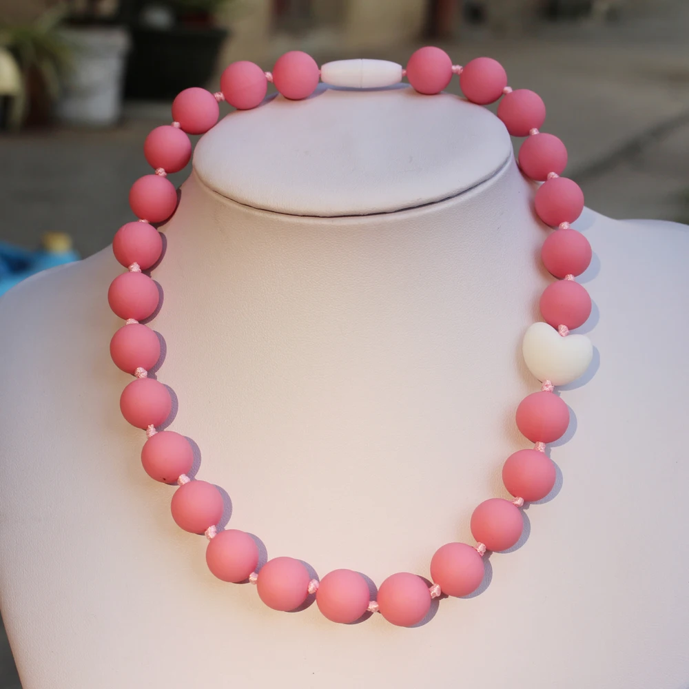 

Kids Teether Toys Food Grade BPA Free Silicone Teething Necklace For Babies, 24 colors