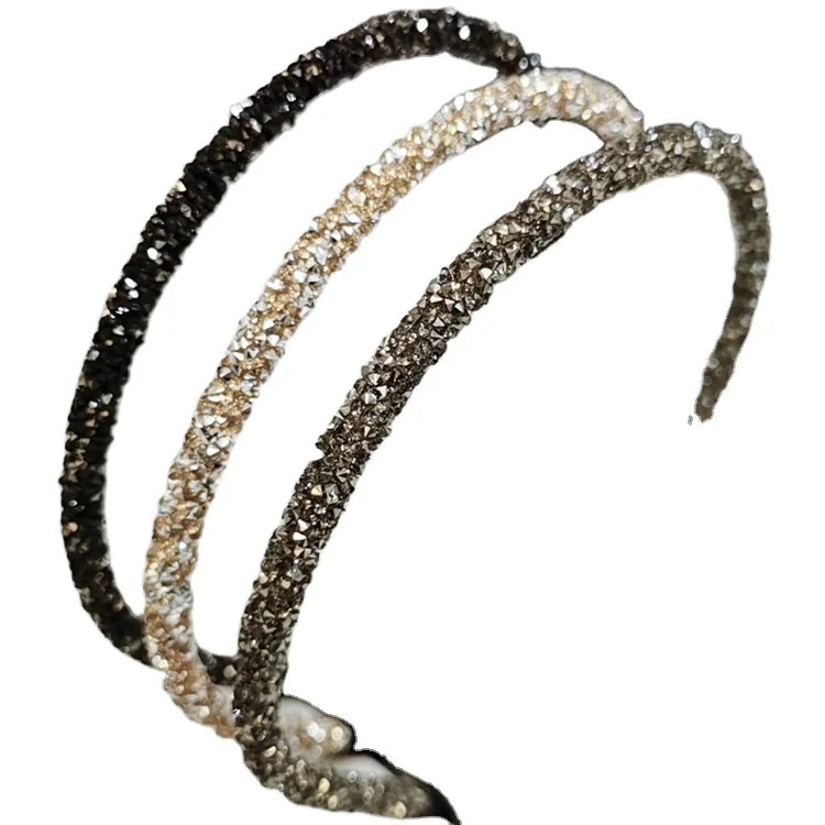 Ladies Headband Rhinestone Fashion Shiny Beaded Crystal Hair Hoop Narrow Sweet Girl