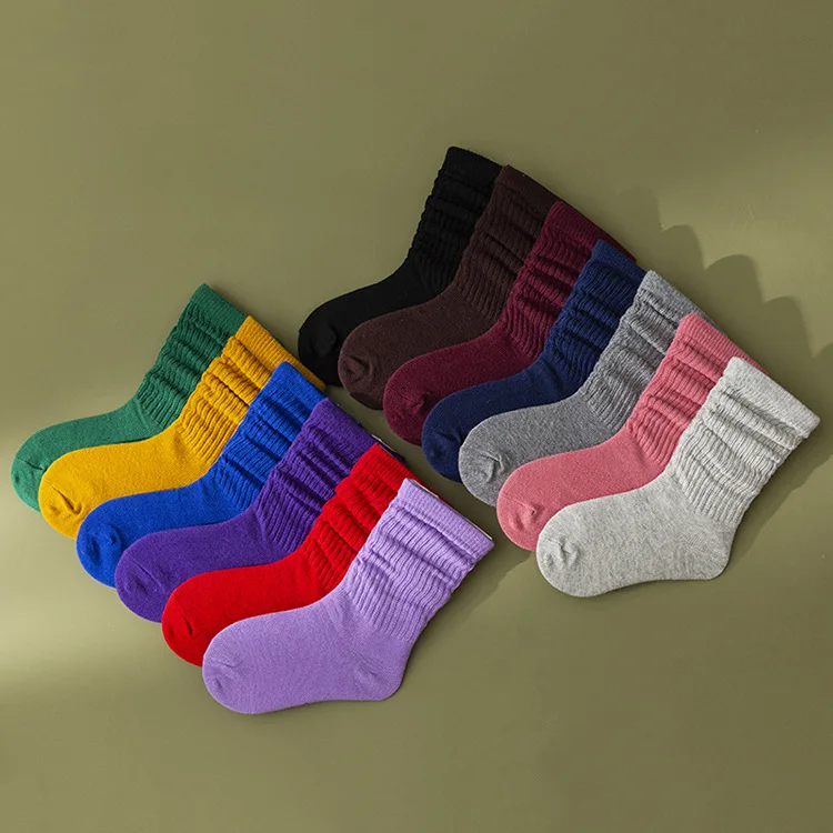 

2020 new children's pure color children pile socks socks girls baby socks