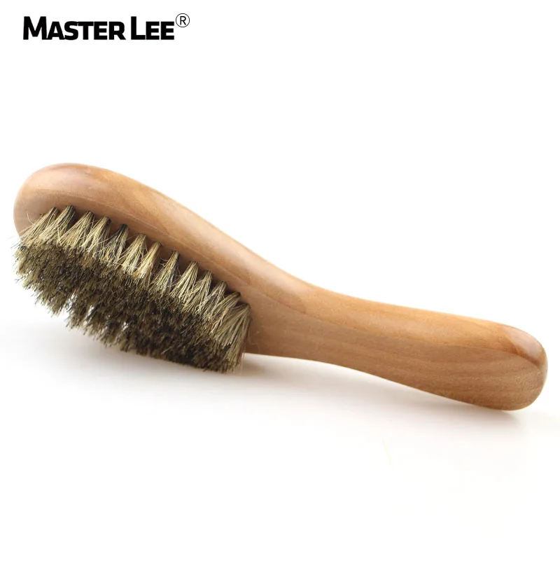 

Natural wood beard hair brush nylon tooth curved shaving brush mustache detangling brush for men, Wood color