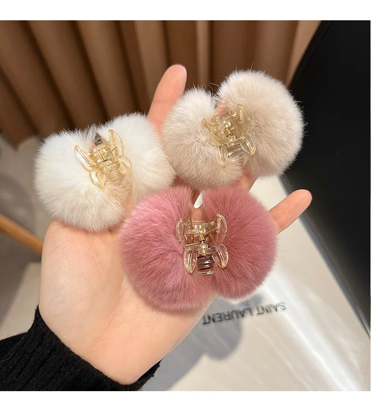 

Cute Autumn And Winter Plush Small Hair Accessories Cherry Hair Clip Hair Claw For Girls