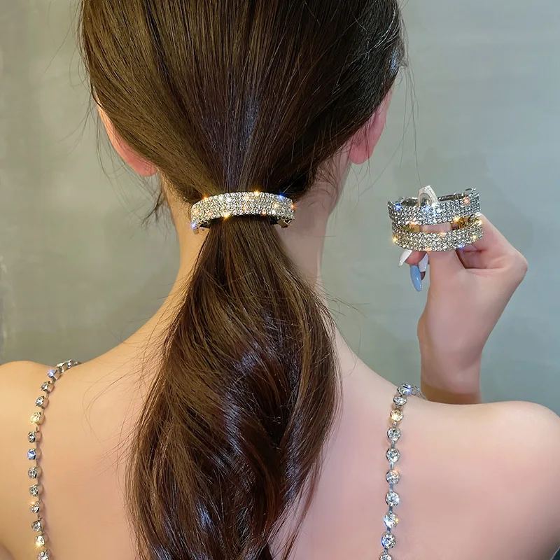 

Exquisite Rhinestone Hairpin Ponytail Buckle Women Gifts Crystal Barrette Accessories Hair Clip Hairgrip
