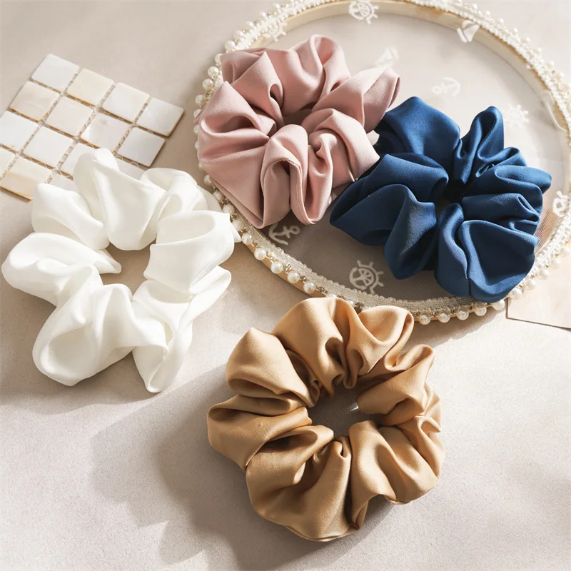 

MIO Pure Color French Style Hair Scrunchies Luxury Wholesale Women Girls Elastic Hair Tie Rope Elegant For Lady