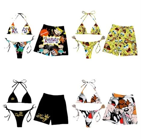 

2021 New Trends Women Bikini Sexy Two Piece Swimsuit Men Swimming Trunks, Picture