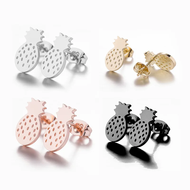 

Korea Hot stylish 2019 stainless steel pineapple shape small romantic studs Earring wholesale, Colors