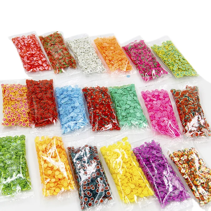 

Wholesale Price Soft Clay Fruit Slice 10g/package Multi-Series Mixed Nail Art Charms Mobile Phone Beauty DIY Patch Slim Filler