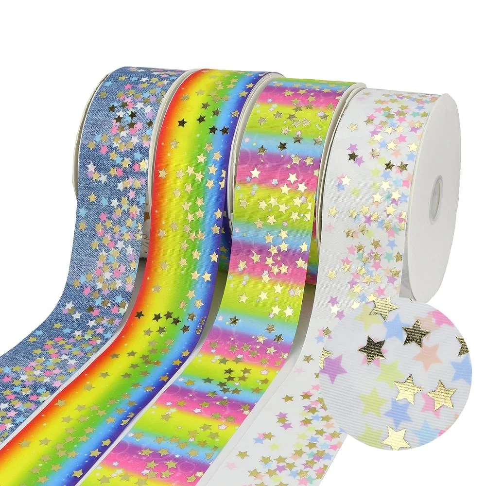 

Midi New Designs Colorful Star Printing Liston Grosgrain Decorative For Bows, Request