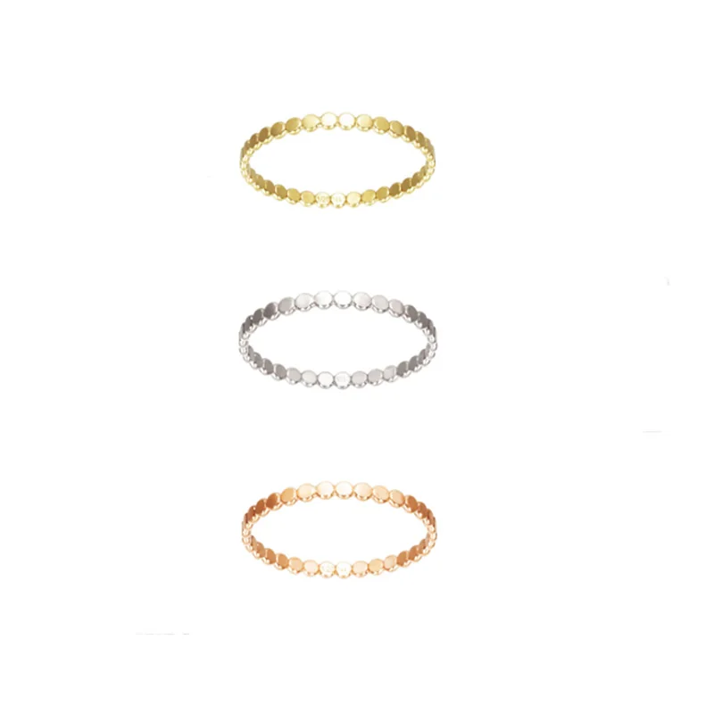 Vintage Flat Bead Rings Gold Filled Jewelry No Tarnish 925 Silver Rings for Women