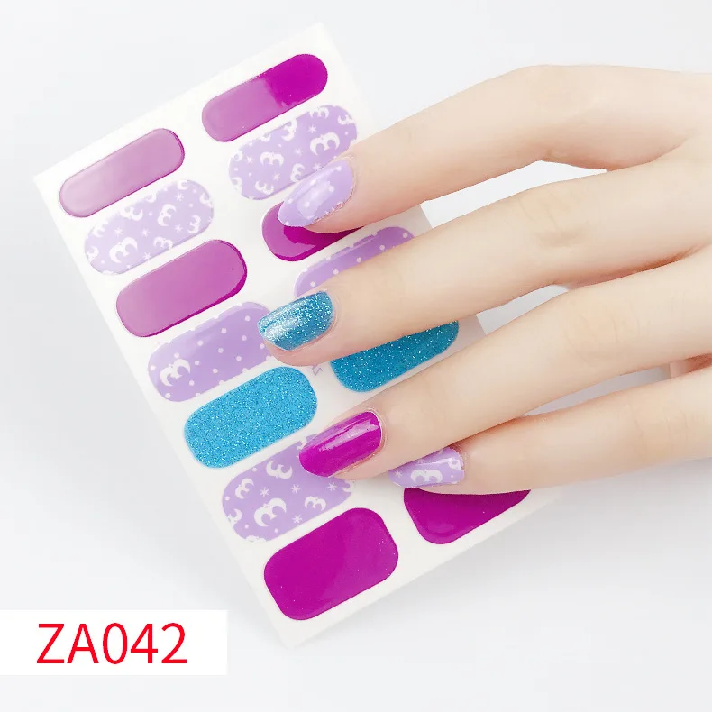 

Factory price 14 strips waterproof nail stickers simple fashion beautiful nail stickers