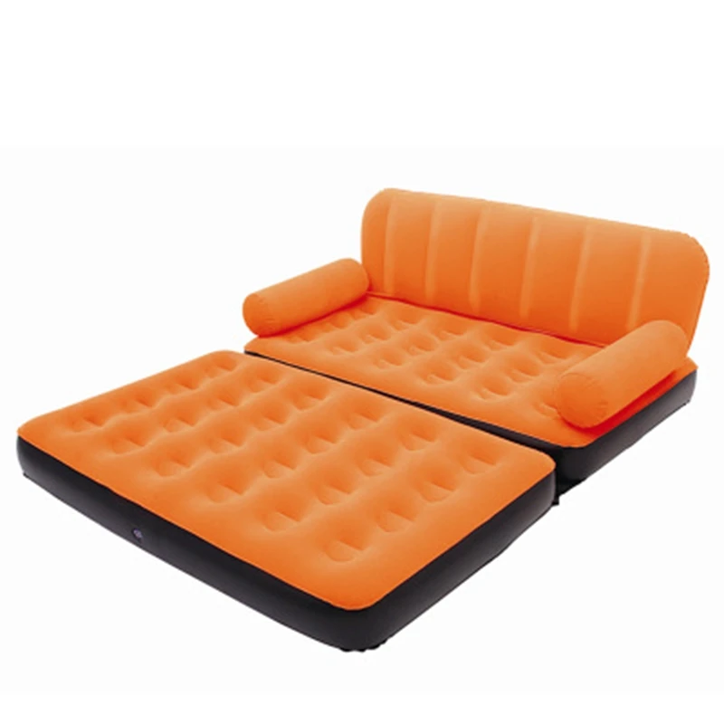 

Orange 5 in 1 Home Outdoor Camping Inflatable Doubler Person Sofa Bed Camping Air Mattress Blow Up Lounge Chairs