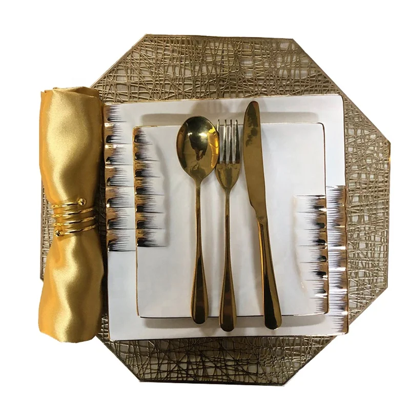

Decorative wave edge bone china dinnerware sets banquet square ceramic charger plates with 43% dinnerware sets, Natural