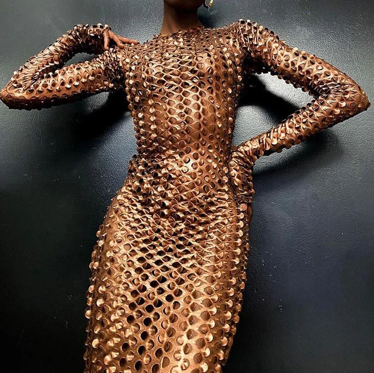 

Women Fashion Patty Club Outfits Long Sleeve O- Neck Dresses Cut Out See Through Sexy Maxi Dress For Ladies