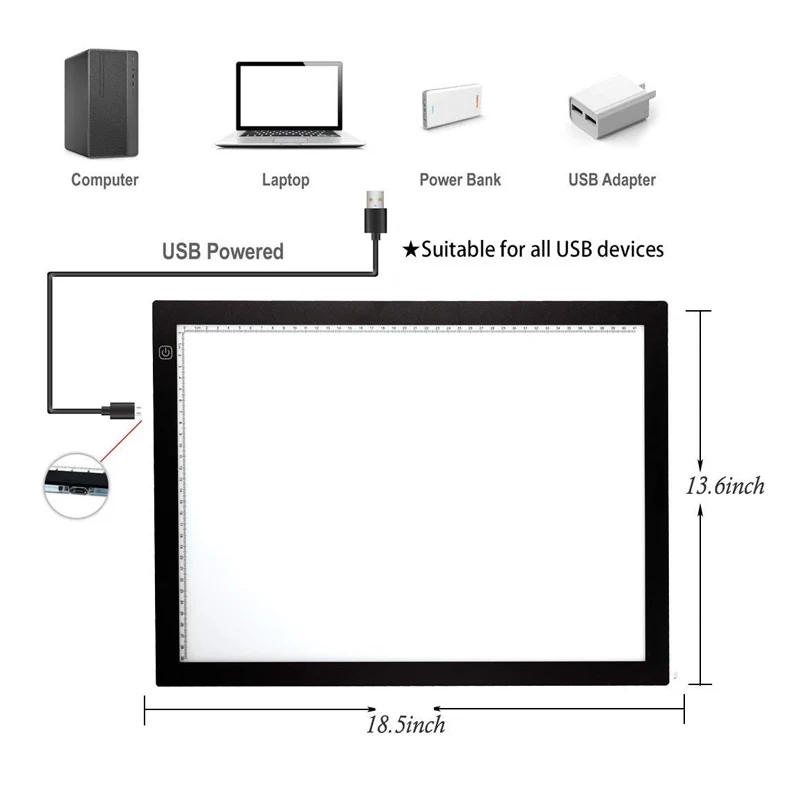 Stepless Adjustable Dimmer Touch Led Drawing A3 Light Pad For Sketching ...