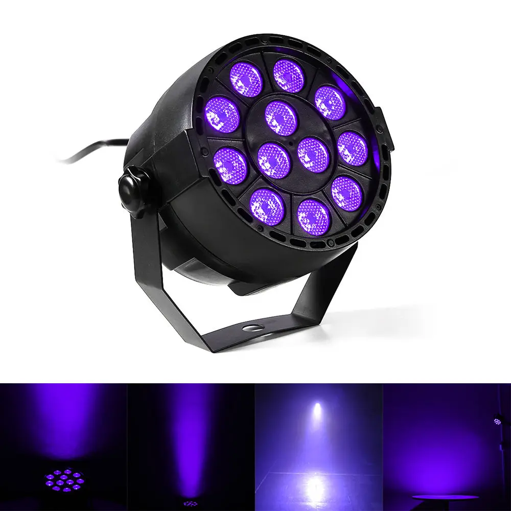 

U`King Purple 12 LEDs Black Par Stage Light with Remote Controller DMX Bar DJ Disco Wedding Party