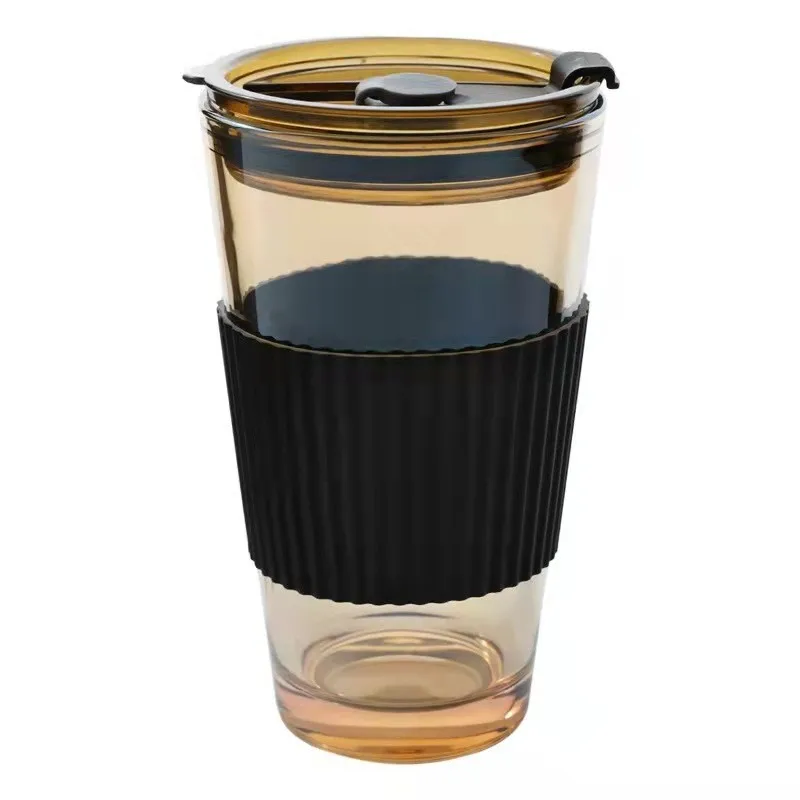 

HY Large capacity with lid ins wind milk tea straw coffee cup Meijiajing northern lights glass cup