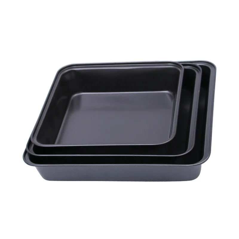 

1pc 22 25 27 cm matte black non-stick carbon steel toast square baking pan DIY bakery mold, As picture