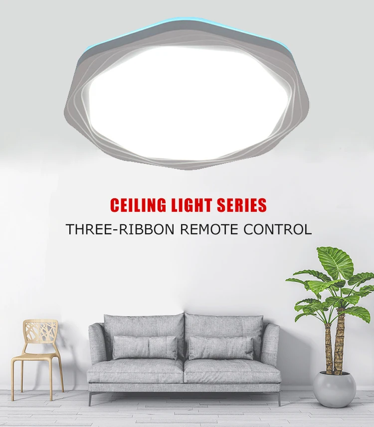
Indoor LED 36w Acrylic Color Temperature Adjustable Restaurant Surface Mounted Ceiling Light 