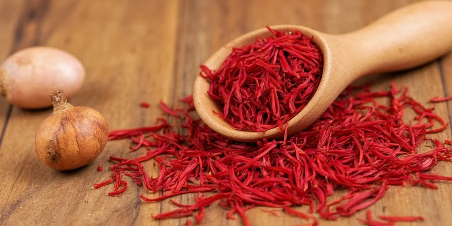 Glass jar of saffron threads stored in a cool, dark place