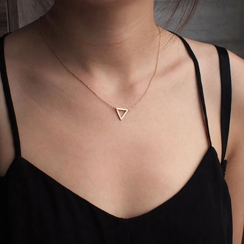 

Fashion Gold Silver Color Cutout Triangle Chain Necklace For Women, Gold color