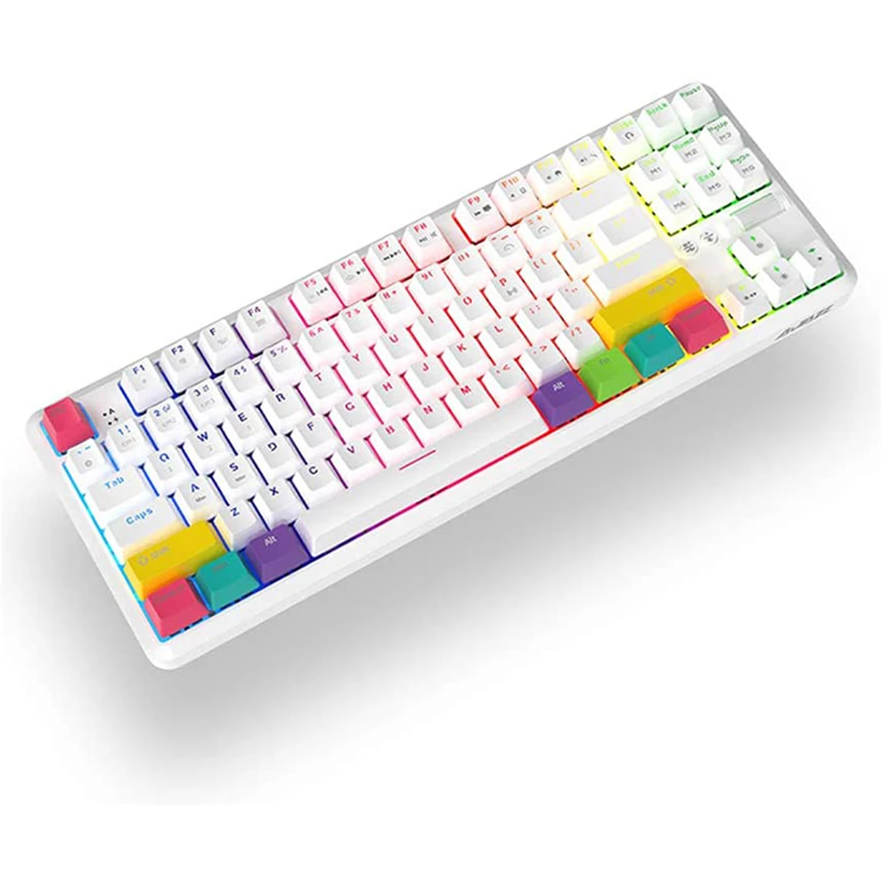 

Rechargeable Bt Wireless Mechanical Keyboard with RGB Backlit Type C 87Keys teclado para juegos, White