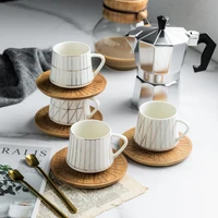 

Espresso Porcelain Coffee Tea Set with Gold Decor Turkish Ceramic Cup and Saucer Set