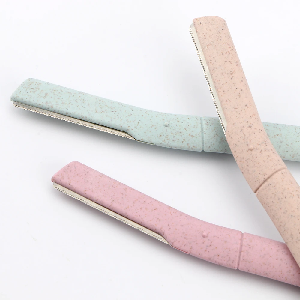 

Pink razor Biodegradable ECO-friendly Wheat Straw Material Eyebrow Razor stainless steel blade
