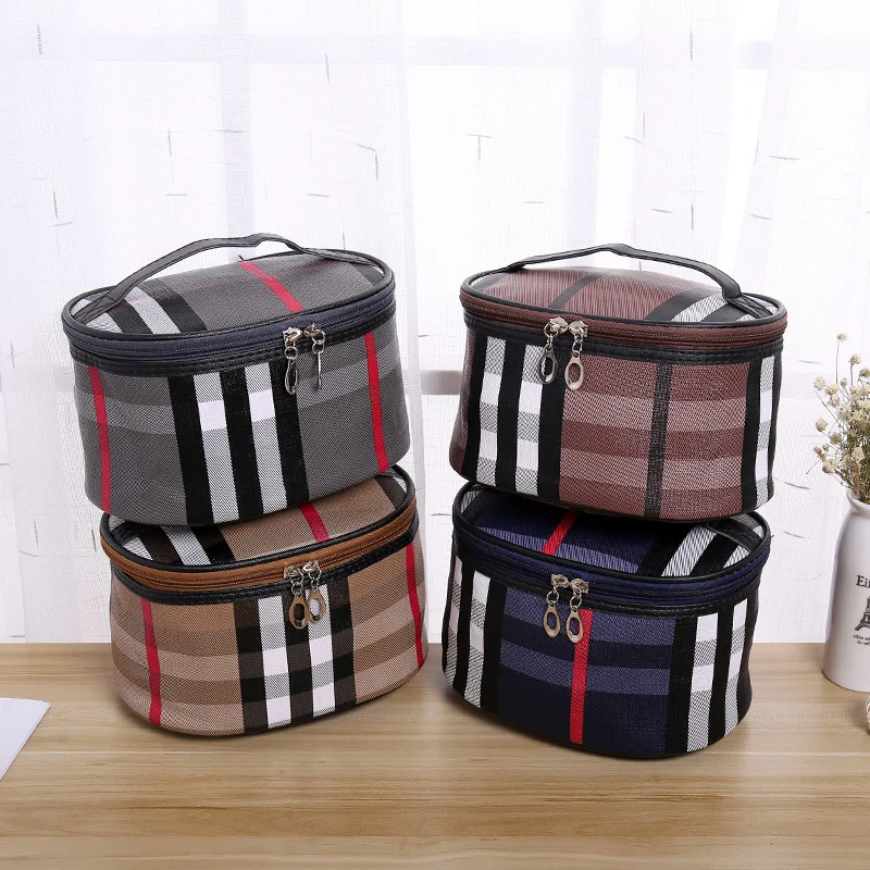 

Hot Selling Fashion PU Portable Cosmetic Case Lady Big Plaid Cosmetic Bag for Promotion, Fashion laser colors