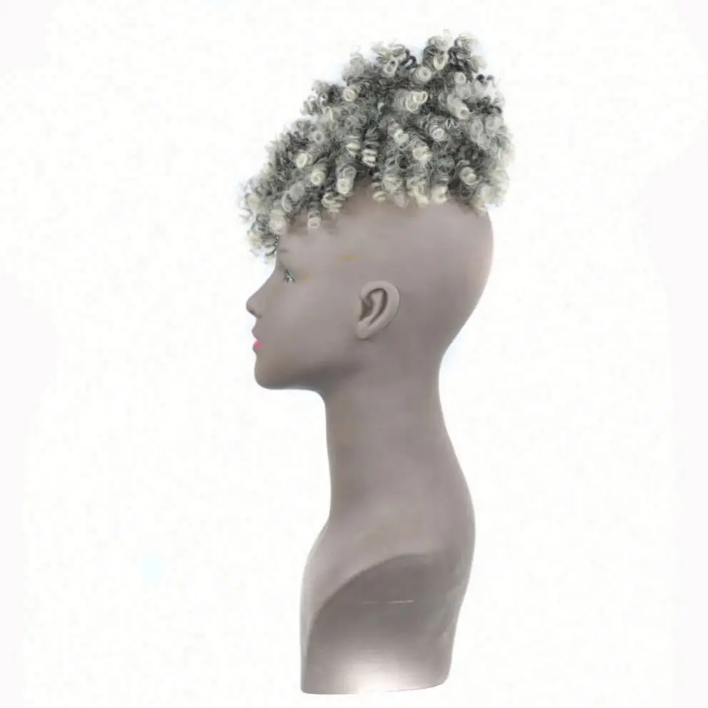 

MYZYR 4inch Purple Short Hair Synthetic Clip in Hair Bun Hairpiece Puff Afro Curly Drawstring Ponytails for Black Women Ombre, Pink,black