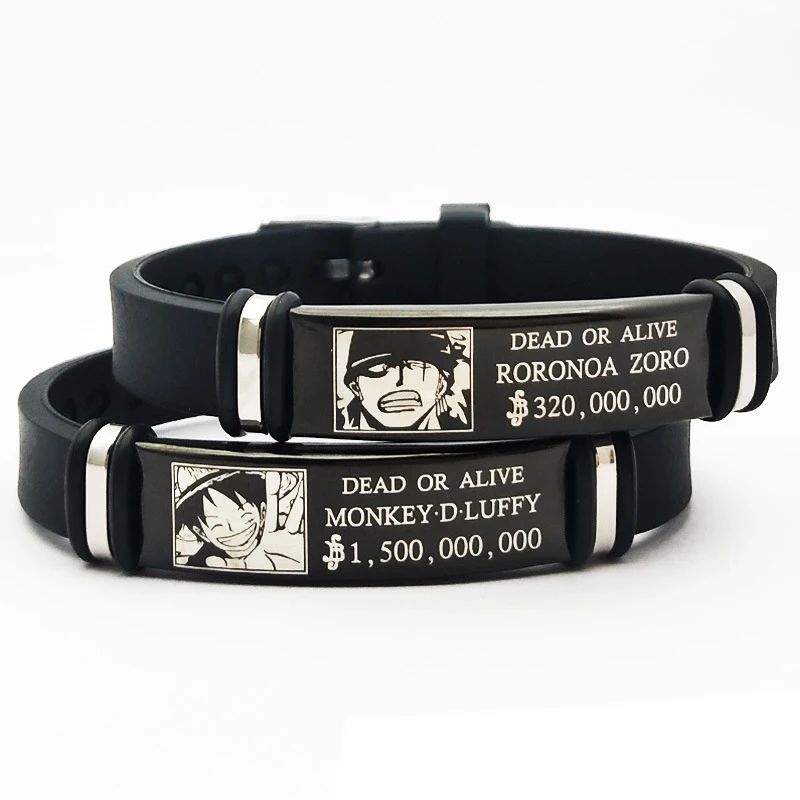 

Hot Anime One Piece Figure Stainless Steel Silicone Bracelet for Fans Jewelry