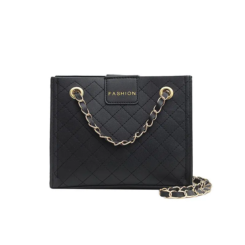 

Popular unique woman bag leather custom big tote bag chain woman handbag
