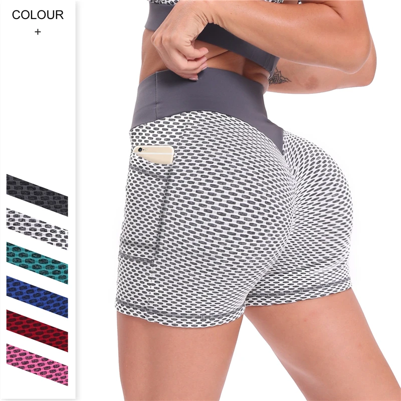 

Women Yoga Shorts Anti Cellulite Leggings With Pocket Anti Cellulite Leggings Shorts 2 In 1 Hot Pants Scrunch Booty Shorts, Picture