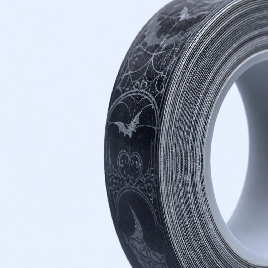 Dark gothic washi tape &mdash; side profile layered edge