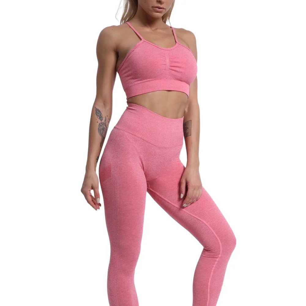 

Seamless Fitness Gym Wear Custom Logo Women Clothes Yoga Suit Leggings Bra Pants set Sport Clothing Suits