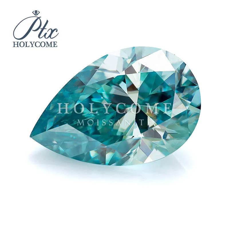 

Holycome 12*8MM Sky Blue 3CT PEAR Cut Color VVS1Blue Moissanite Pear