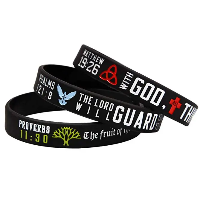 Factory Customize Bible Verses Silicone Bracelets Religious Rubber Wristbands Inspirational