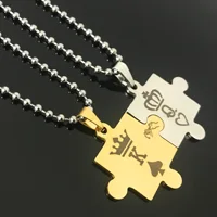 

Custom Jewelry Stainless Steel Couple Necklace Jigsaw Puzzle Pendant Necklace Customized logo Jewelry