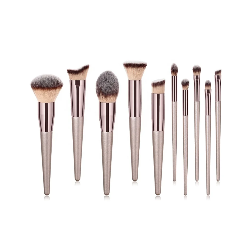 

10Pcs Champagne Soft Makeup Brushes Tools Cosmetic Beauty Makeup Brush Sets