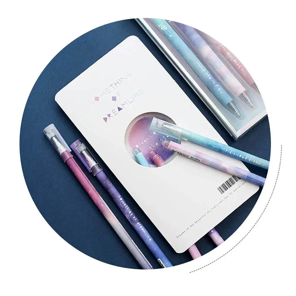 12 Colors Galaxy Starry Sky Design Gel Pens,Black Ink Roller Ball Pen