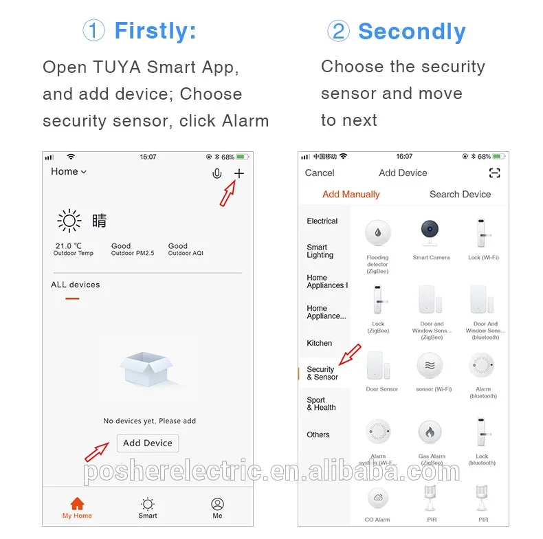 Home Security Tuya Smart App Ionization Compact Wifi Smoke Detector Alarm Motion Sensor