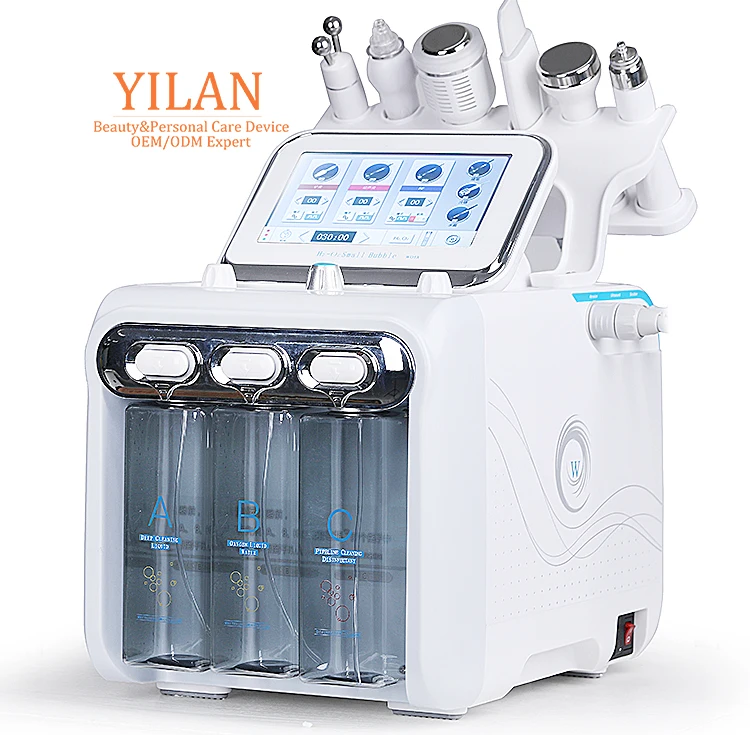 

Mechanical Pump 6 in 1 Face Beauty Equipment Skin Care Hydrogen Water Oxygen Peel Hydro Facial Microdermabrasion Machine