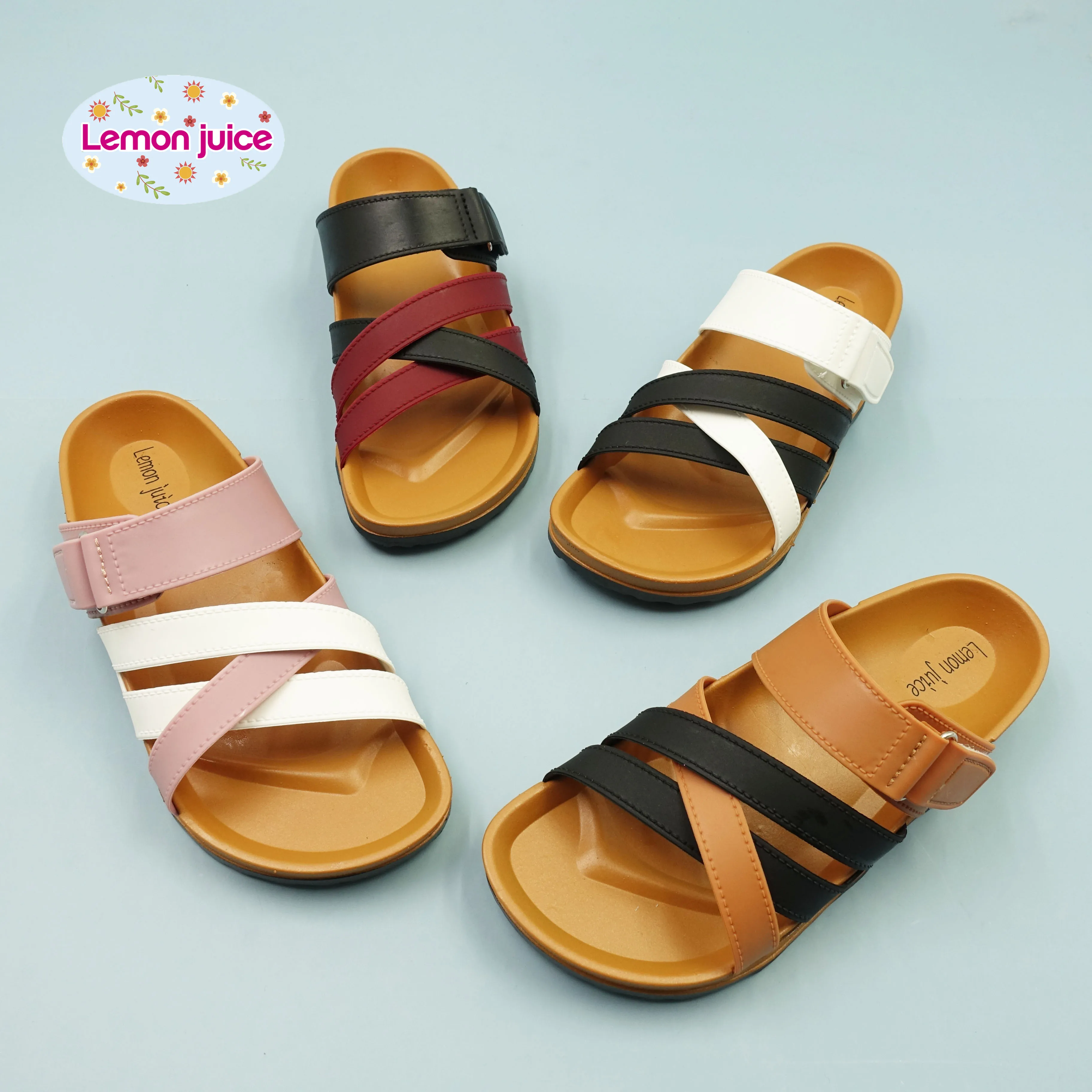 

Summer new trend slippers female outside footwear anti slippery soft metal buckle indoor women sandals, Black, blue, brown, red and white