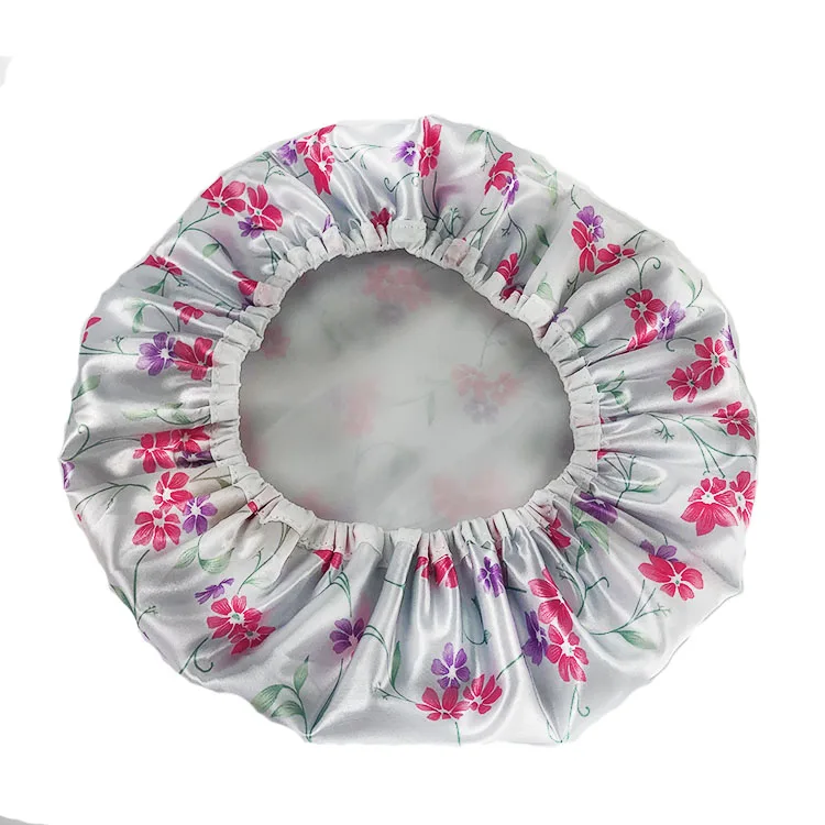 Factory Custom Shower Caps Satin Printing In Lining Eva Waterproof