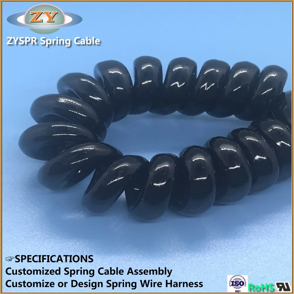 Custom coil cable wiring harness TPU coil cable with terminal connector cable assebly - ANKUX.COM