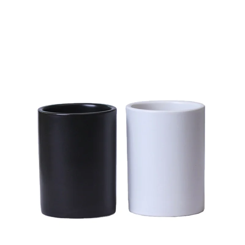 

2020 Hotsale Japanese Style Black And White Straight Ceramic Mug Without Handle Cold Water Tea Cup Custom Logo