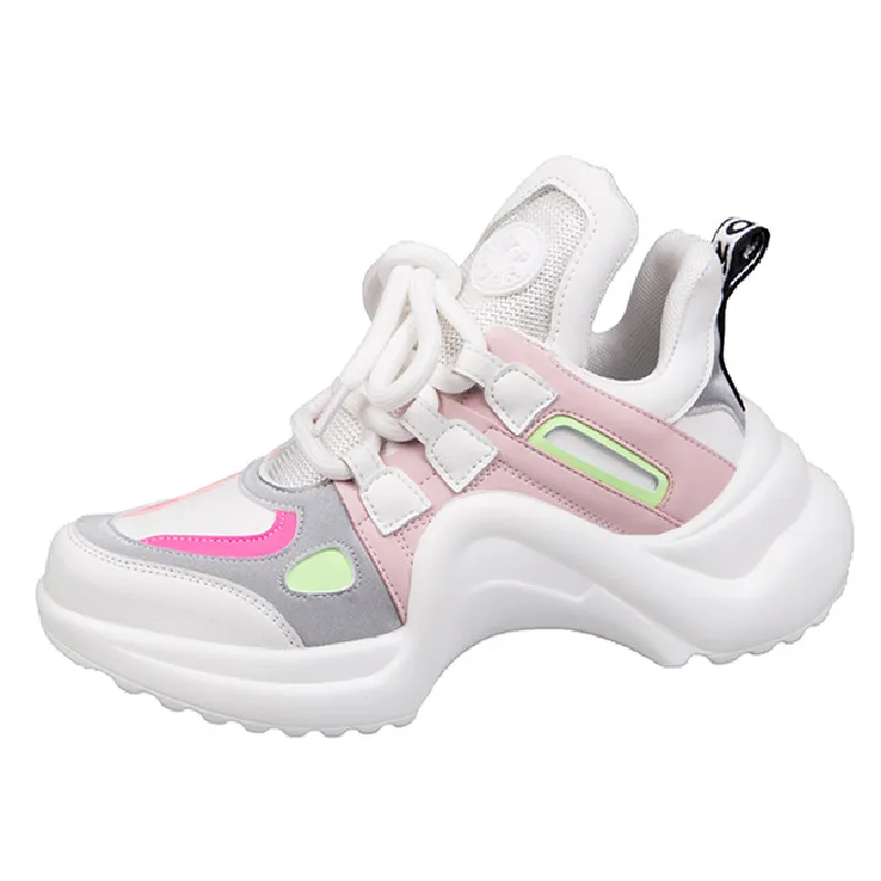 

2020 Fashion Platform Women Fashion Sneakers White Sneakers Women Dad Shoes, Pink/blue