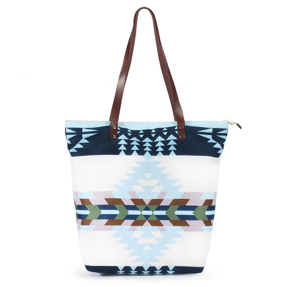 

Ready Stock Wholesale Old Fashion Aztec Printing Geometric Pattern Felt Casual Women Tote bag