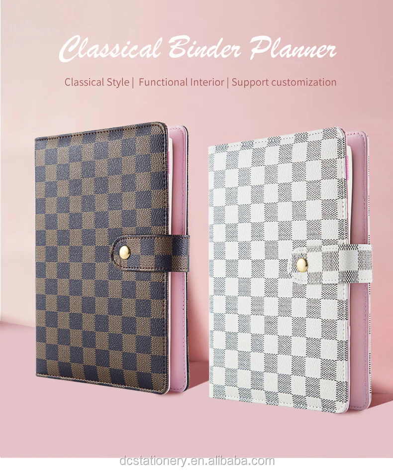 China Luxury Loose Leaf White Checkboard Planner Cover A5 A6 Refillable PU  Leather Brown 6 Ring Binder Checkered Notebooks Case - Buy China Luxury  Loose Leaf White Checkboard Planner Cover A5 A6