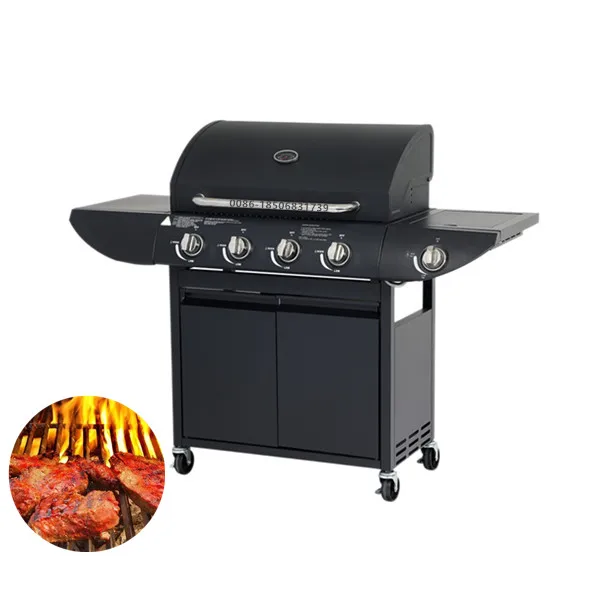

Outdoor Removable Multifunction Stainless steel Liquid Propane Gas Open Cart 5 burners BBQ Grill for family BBQ party