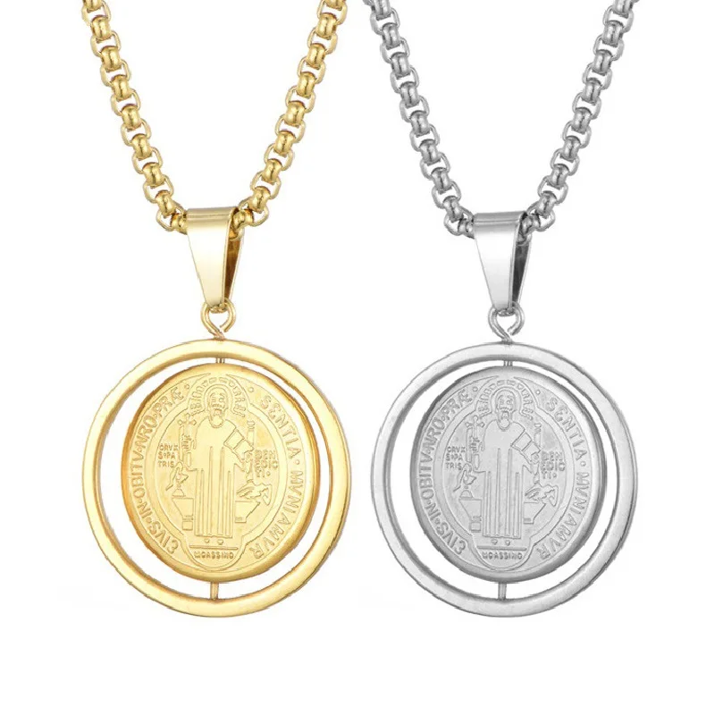 

Fashion God loves people jewelry stainless steel gold plated charms custom religious god jesus coin pendant for Charity Bazaar, Silver